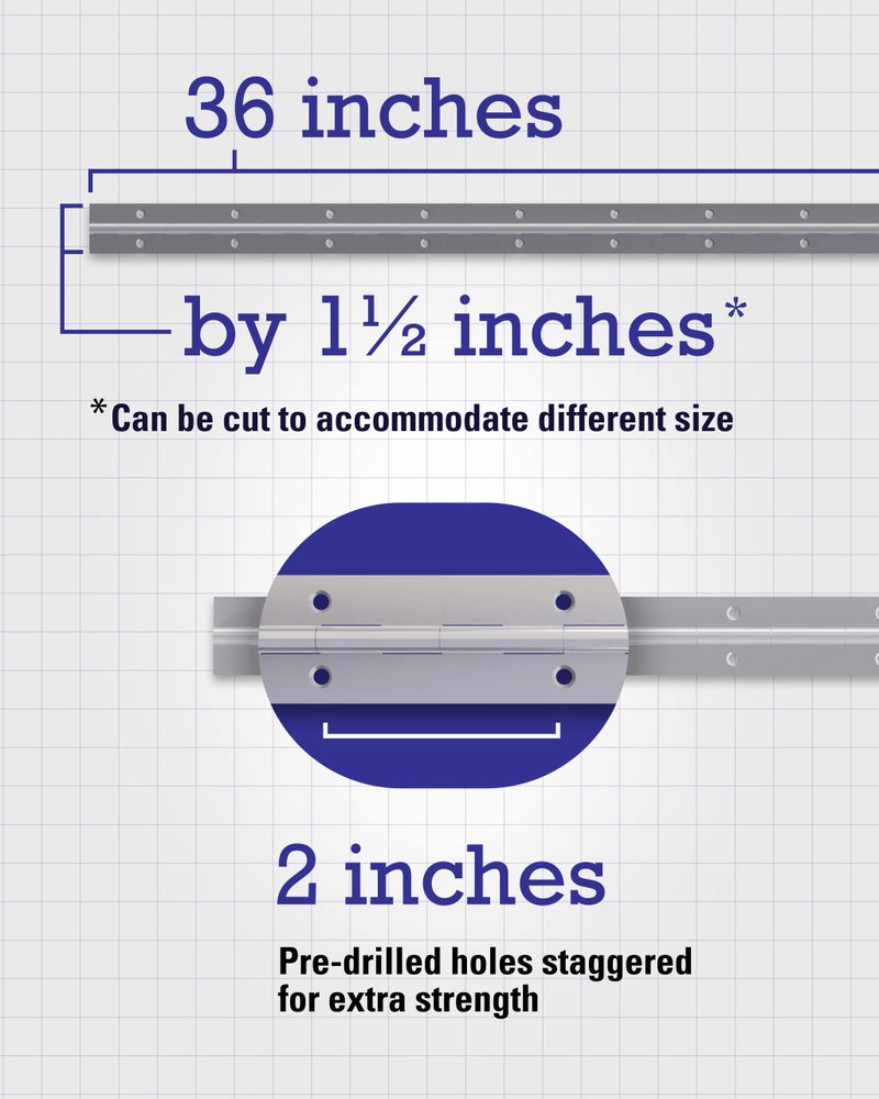 Hardware Essentials Continuous Pin Hinge, 36" x 1-1/2", Heavy-Duty Piano Hinge for Wood or Metal Applications, Nickel, 851070 - Image 3